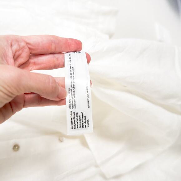 NWT EILEEN FISHER WHITE ORGANIC LINEN SHIRT DRESS Size XXS - Picture 7 of 9